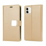 Wholesale Multi Pockets Folio Flip Leather Wallet Case with Strap for iPhone 12 Mini 5.4 inch (Gold)